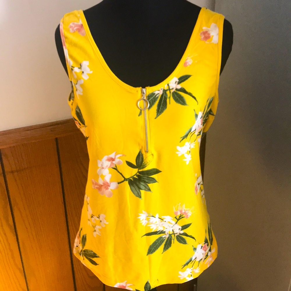 Stella Tweed Yellow Floral Tank Top XL